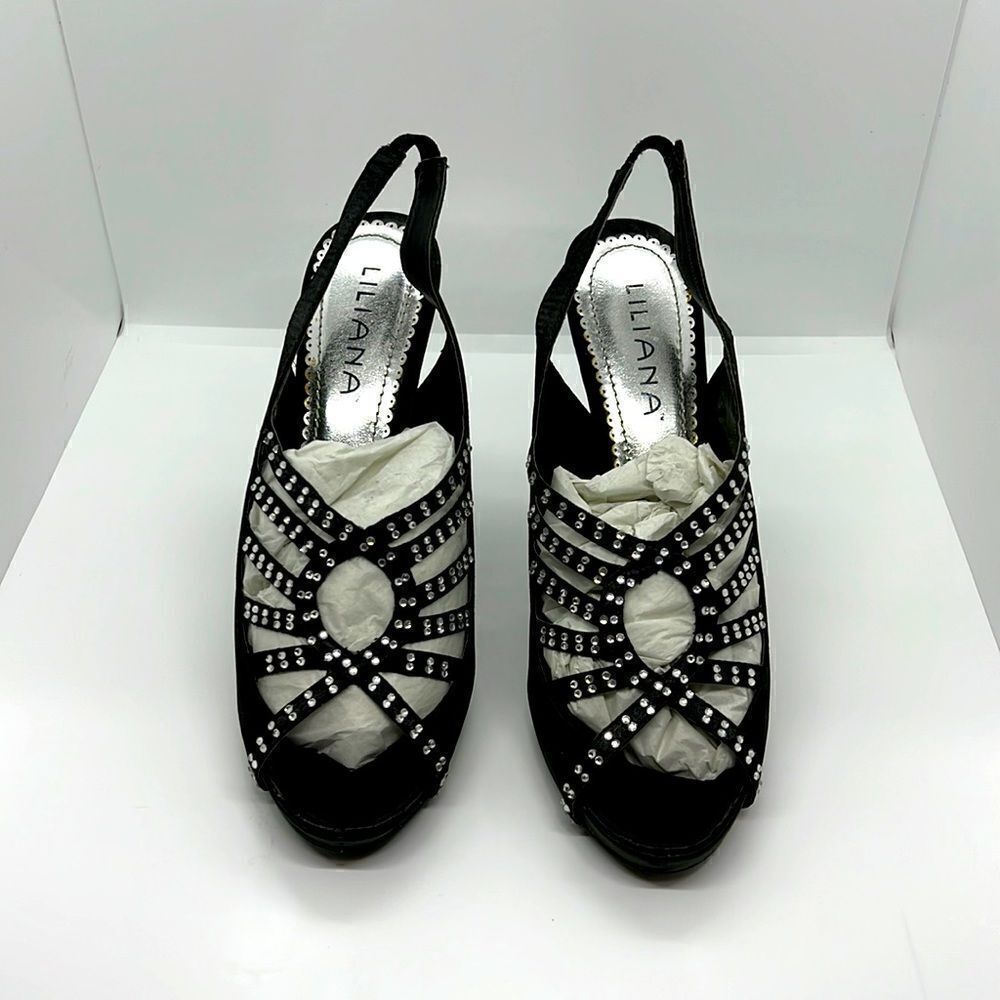 Sexy Black Slingback High Heels. Size 6.5